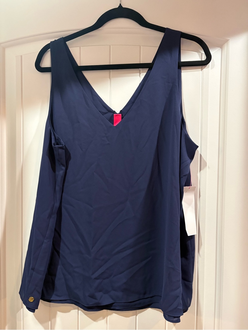 Lilly Pulitzer Florin Navy V-Neck Sleeveless Tank Top